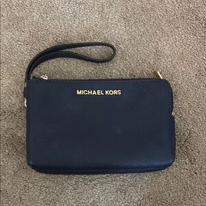 Michael Kors Blue Saffiano Leather Wristlet
